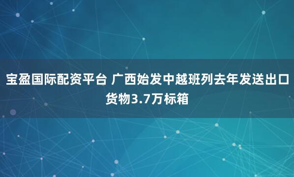 宝盈国际配资平台 广西始发中越班列去年发送出口货物3.7万标箱