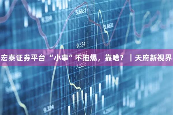 宏泰证券平台 “小事”不拖爆，靠啥？｜天府新视界